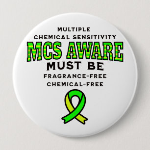 Badge Rond 10 Cm Sensibilisation aux MCS de sensibilité chimique mu
