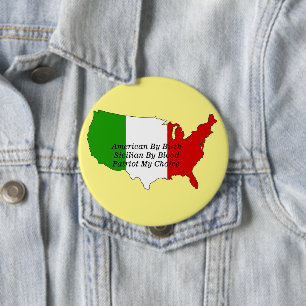Badge Rond 10 Cm Sicilian American Italian Patriot USA Map 