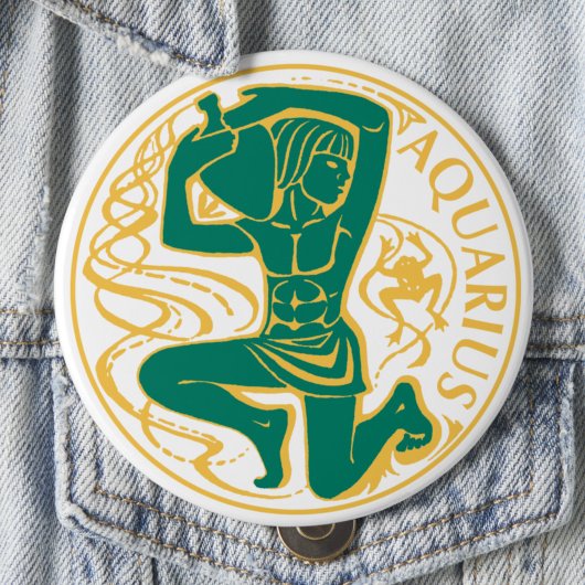 Badge Rond 10 Cm Signe Aquarius du Zodiaque sur un