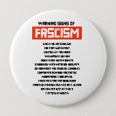 Badge Rond 10 Cm Signes d'alerte précoce du fascisme (Devant)