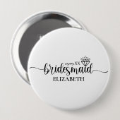 Badge Rond 10 Cm Simple Diamant Écriture Élégante Enterrement de Vi (Devant & derrière)