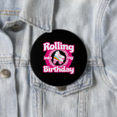 Badge Rond 10 Cm Skate Party - Roller Roller Roller Patinage Annive (En situation)