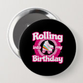 Badge Rond 10 Cm Skate Party - Roller Roller Roller Patinage Annive (Devant & derrière)