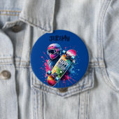 Badge Rond 10 Cm Skateboard Skater Joyeux Anniversaire Monogramme B (En situation)