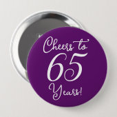 Badge Rond 10 Cm Soirée d'anniversaire à 65 ans automne violet fête (Devant & derrière)