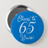 Badge Rond 10 Cm Soirée d'anniversaire bleu de 65 ans (Devant & derrière)
