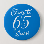 Badge Rond 10 Cm Soirée d'anniversaire bleu de 65 ans (Devant)