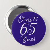 Badge Rond 10 Cm Soirée d'anniversaire violet de 65 ans (Devant & derrière)