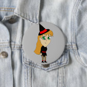 Badge Rond 10 Cm sorcière chibi (En situation)