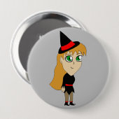 Badge Rond 10 Cm sorcière chibi (Devant & derrière)
