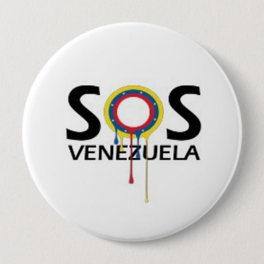 Badge Rond 10 Cm SOS Venezuela (Devant)