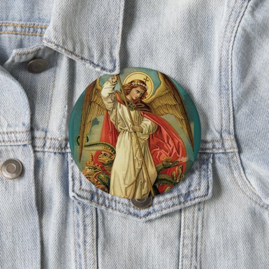 Badge Rond 10 Cm St Michael Arkhangel (En situation)