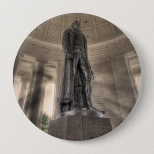 Badge Rond 10 Cm Statue en bronze du mémorial Thomas Jefferson