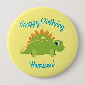 Badge Rond 10 Cm Stegosaurus Dinosaur fête d'anniversaire (Devant)
