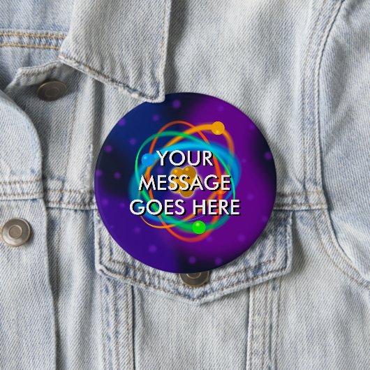 Badge Rond 10 Cm Structure atomique de message personnalisé Science (En situation)