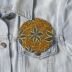 Badge Rond 10 Cm Style Batik Floral Abstrait africain