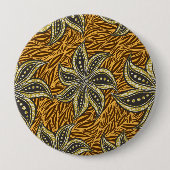 Badge Rond 10 Cm Style Batik Floral Abstrait africain (Devant)