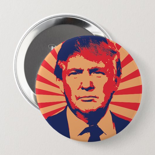 Badge Rond 10 Cm Style de propagande de Donald Trump (Devant & derrière)