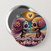 Badge Rond 10 Cm Sugar Skulls in Love Chalk Pastel Personalized (Devant & derrière)