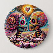 Badge Rond 10 Cm Sugar Skulls in Love Chalk Pastel Personalized (Devant)