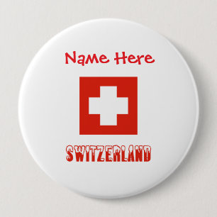 Badge Rond 10 Cm Suisse Drapeau Suisse Rouge Personnalisation 