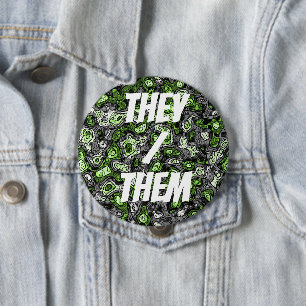Badge Rond 10 Cm Super Trippy Grungy Funky Abstrait Agender Pride