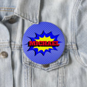 Badge Rond 10 Cm Superhero Kids Comic Book Nom personnalisé (En situation)