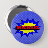 Badge Rond 10 Cm Superhero Kids Comic Book Nom personnalisé (Devant & derrière)