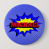 Badge Rond 10 Cm Superhero Kids Comic Book Nom personnalisé (Devant)