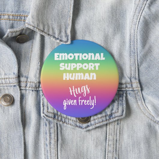 Badge Rond 10 Cm Support émotionnel Hugs humains Rainbow Button Arc (En situation)