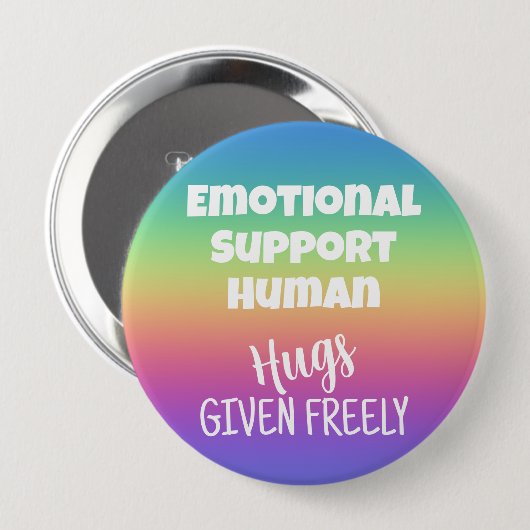 Badge Rond 10 Cm Support émotionnel Hugs humains Rainbow Button Arc (Devant & derrière)