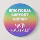 Badge Rond 10 Cm Support émotionnel Hugs humains Rainbow Button Arc (Devant)