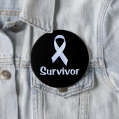 Badge Rond 10 Cm Survivant de Cancer bleu-clair (En situation)