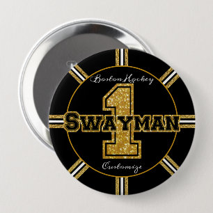 Badge Rond 10 Cm Swayman de hockey de Boston 1