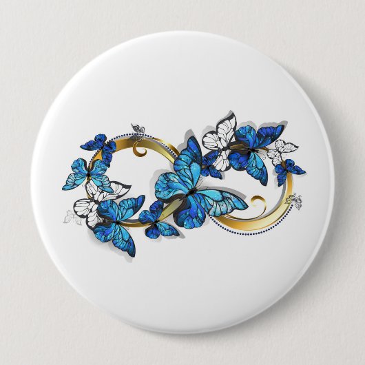 Badge Rond 10 Cm Symbol Infinity of Blue Morpho Butterflies (Devant)