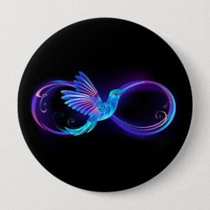Badge Rond 10 Cm Symbole de Neon Infinity par Glowing Hummingbird
