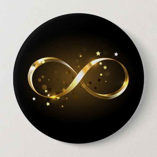Badge Rond 10 Cm Symbole d'infini doré (Devant)