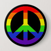 Badge Rond 10 Cm Symbole Rainbow Peace (Devant)