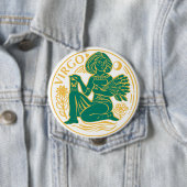 Badge Rond 10 Cm Symbole Virgo du Zodiaque sur un (En situation)