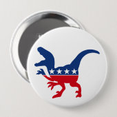 Badge Rond 10 Cm T-Rex patriotique anti-politique (Devant & derrière)