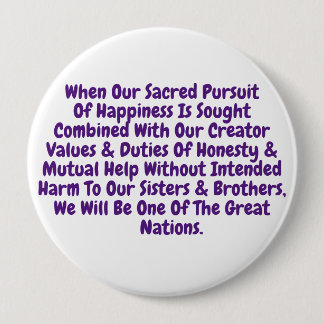 Badge Rond 10 Cm T-Shirt Rappel Court Pour Vivre Nos Valeurs Sacrée