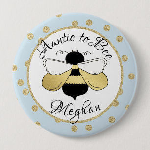 Badge Rond 10 Cm Tante d'Abee Gold Confetti
