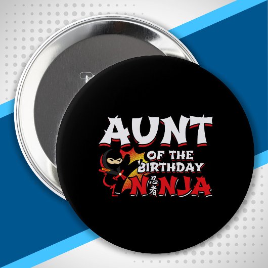 Badge Rond 10 Cm Tante de l'anniversaire Ninja - Ninja fête d'anniv