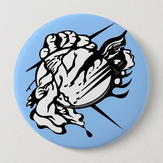 Badge Rond 10 Cm Tatouage tribal de nuage de tonnerre (Devant)