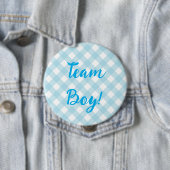 Badge Rond 10 Cm Team Boy, Gender Reveal Button, Blue Button (En situation)