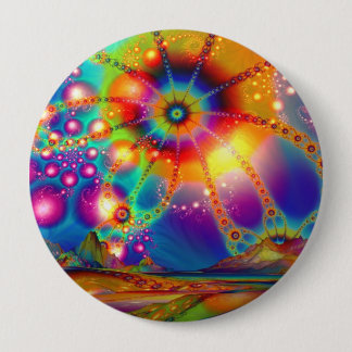 Badge Rond 10 Cm Terre d'illuminations psychédéliques