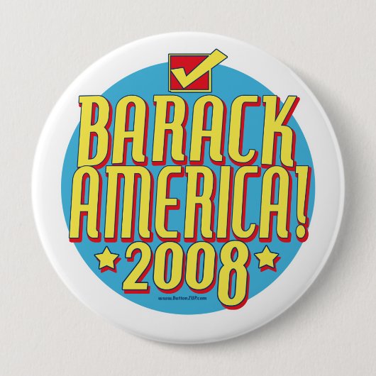 Badge Rond 10 Cm Texte de Barack Amérique (Devant)