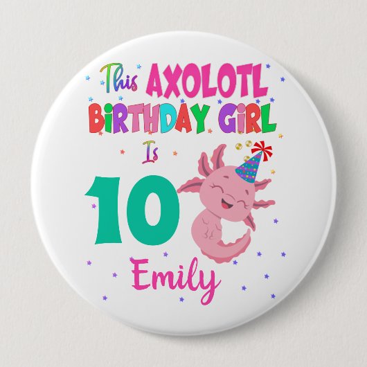 Badge Rond 10 Cm This Axolotl Girl is Amphibian Salamander (Devant)