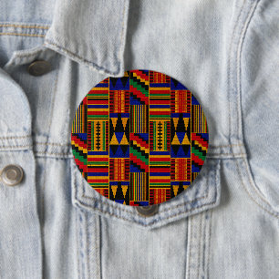 Badge Rond 10 Cm Tissu Kente de style africain