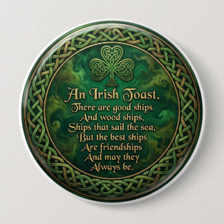 Badge Rond 10 Cm Toast Irlandais, Épingle Noeud Celtique, Cadeau d'